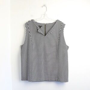 NWT Talbots Striped Top 3X cotton blend black new office classic sleeveless